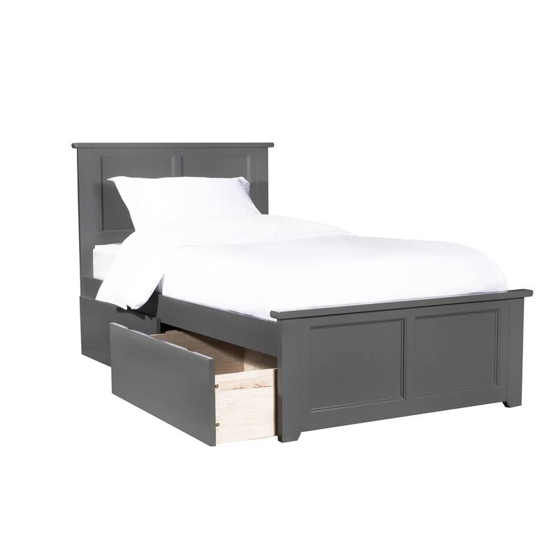 Platform Bed with Footboard & 2 Drawers - Storage Bed Frame - Slatted Support