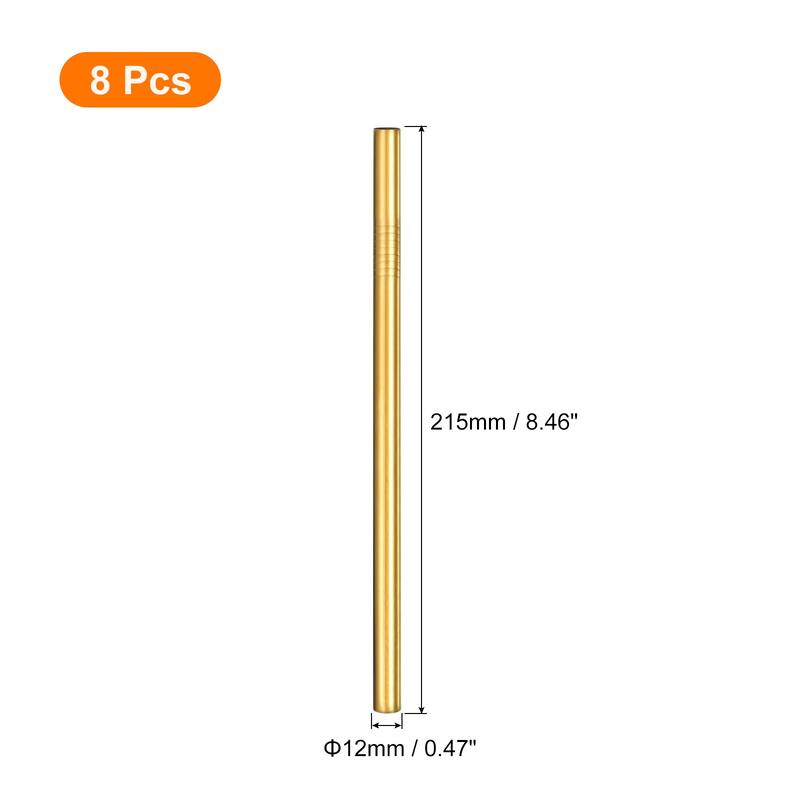8.46" Long Stainless Steel Straight Straws for Travel Mugs - Gold - 8Pcs
