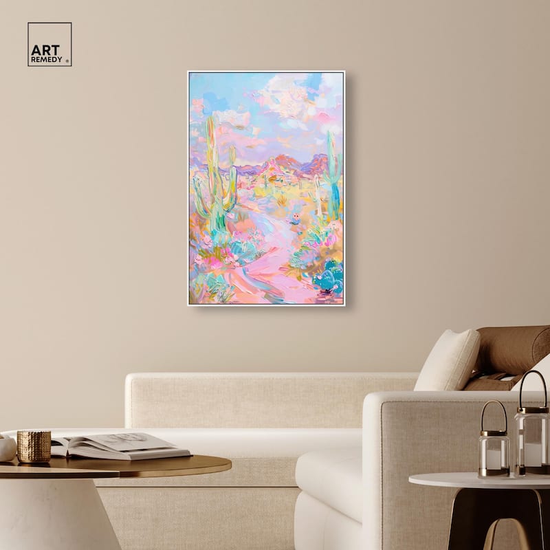 Pink and Teal Landscape Canvas by Art Remedy