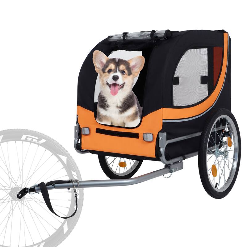 Large Folding Bike Trailer For Dogs - 66lb Capacity All-Terrain Pet Carrier, Durable Steel Frame For Cycling