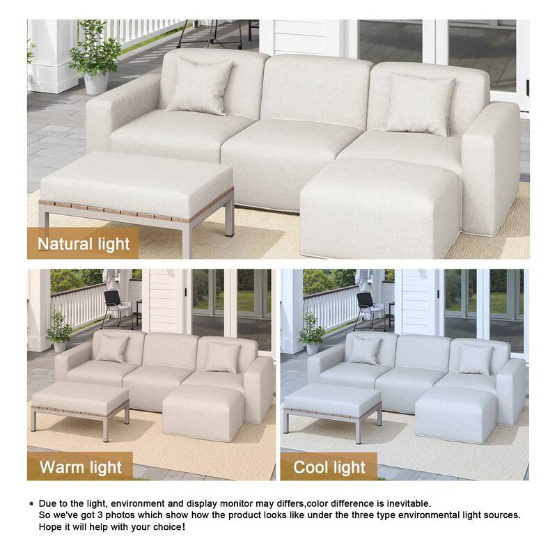 5-piece Full Foam Cushioning Sectional Sofa Set for living Room Patio