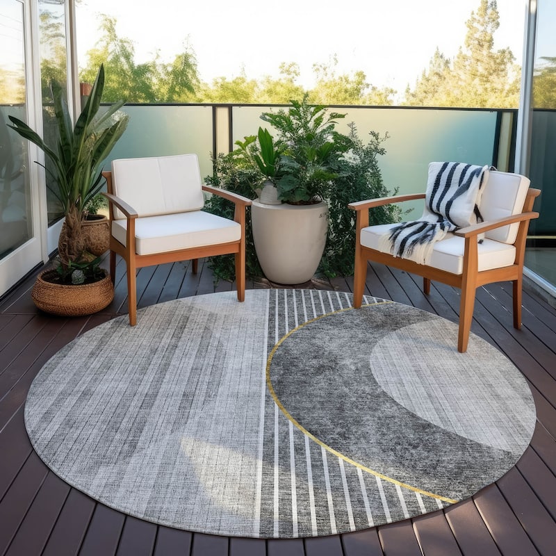 Machine Washable Indoor/ Outdoor Chantille Contemporary Geo Rug