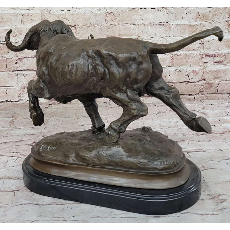 Running Water Buffalo Bull Bronze Sculpture Statue African Asian Wildlife Original Art