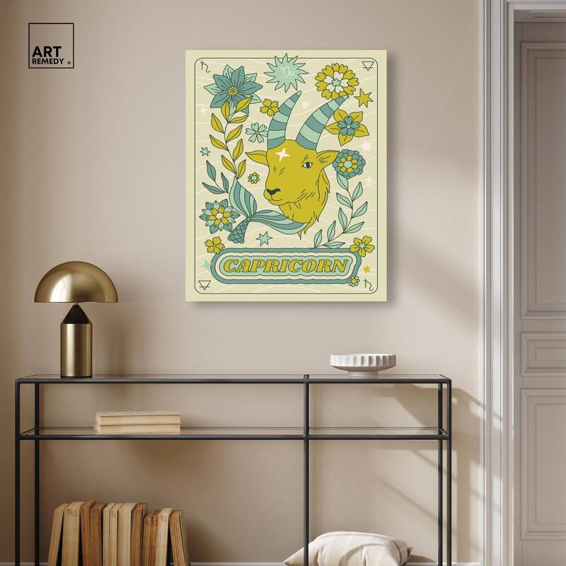 Capricorn Stars Card Canvas by Art Remedy, Gallery Wrapped