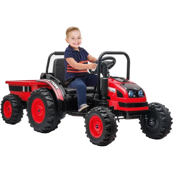 slide 2 of 30, Ride on Tractor with Tiltable Trailer Red