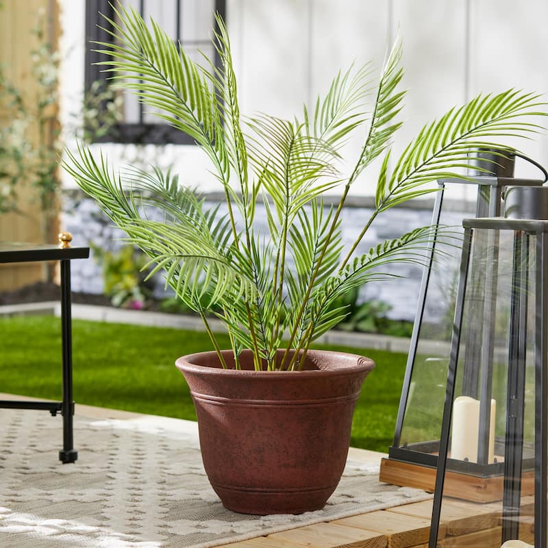 Listo SRA13001P05 13-Inch Round Outdoor Plastic Sierra Planter, Rustic Redstone - 13"