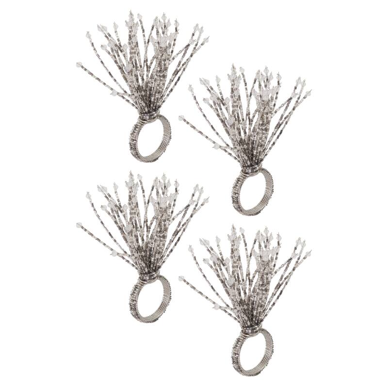Napkin Rings With Beaded Burst Design (Set of 4)