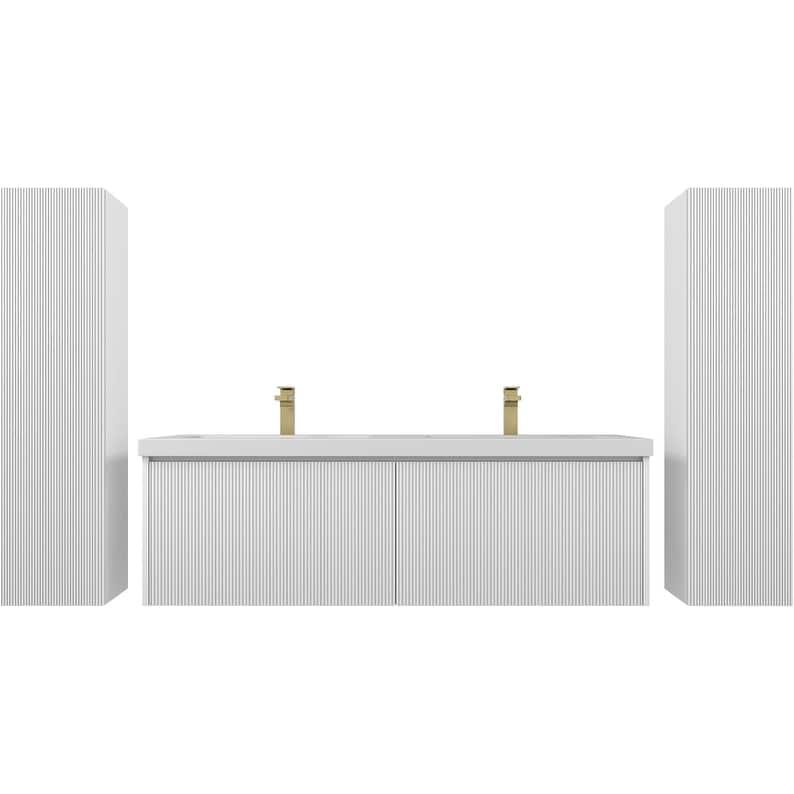 Blossom Positano 60" Floating Double Sink Vanity with Side Cabinets
