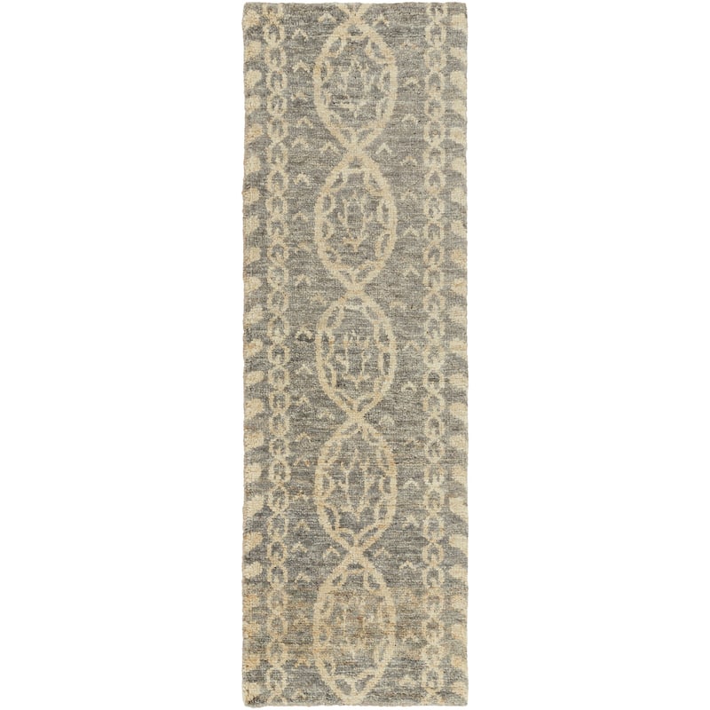 The Curated Nomad Clarendon Hand Knotted Bohemian Jute Area Rug - 2' 6" x 8' - Grey