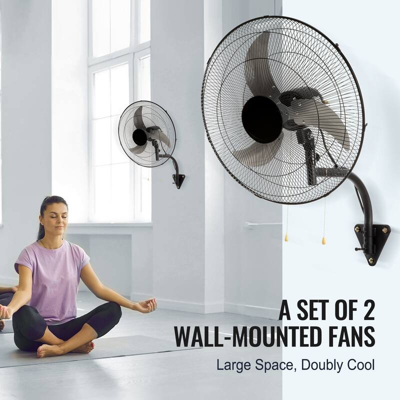 Wall Mount Fan, 2 PCS 20 inch Oscillating, 3-speed High Velocity Max, 4000 CFM Industrial Wall Fan, Commercial, Residential
