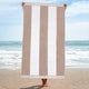 preview thumbnail 23 of 62, Cabana Stripe Oversized Cotton Beach Towel by Superior Taupe