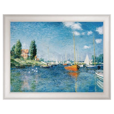 Masterpiece Art Gallery| Red Boats at Argenteuil by Claude Monet - Framed Canvas Art Print