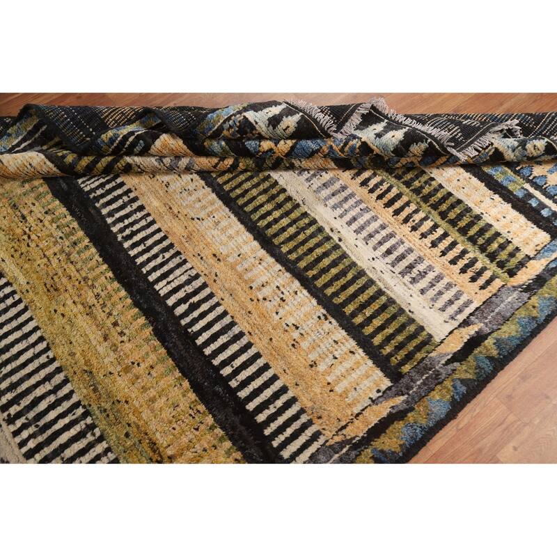 Hand Knotted Oriental 100% Wool Carpet Modern Tribal Multi-Colored Moroccan Area Rug - 8' 1'' X 5' 10''