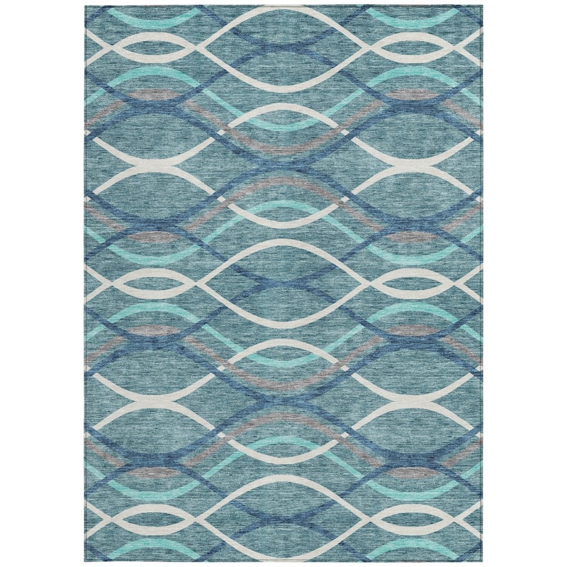 HomeRoots Abstract Transitional Rectangle Outdoor Rug