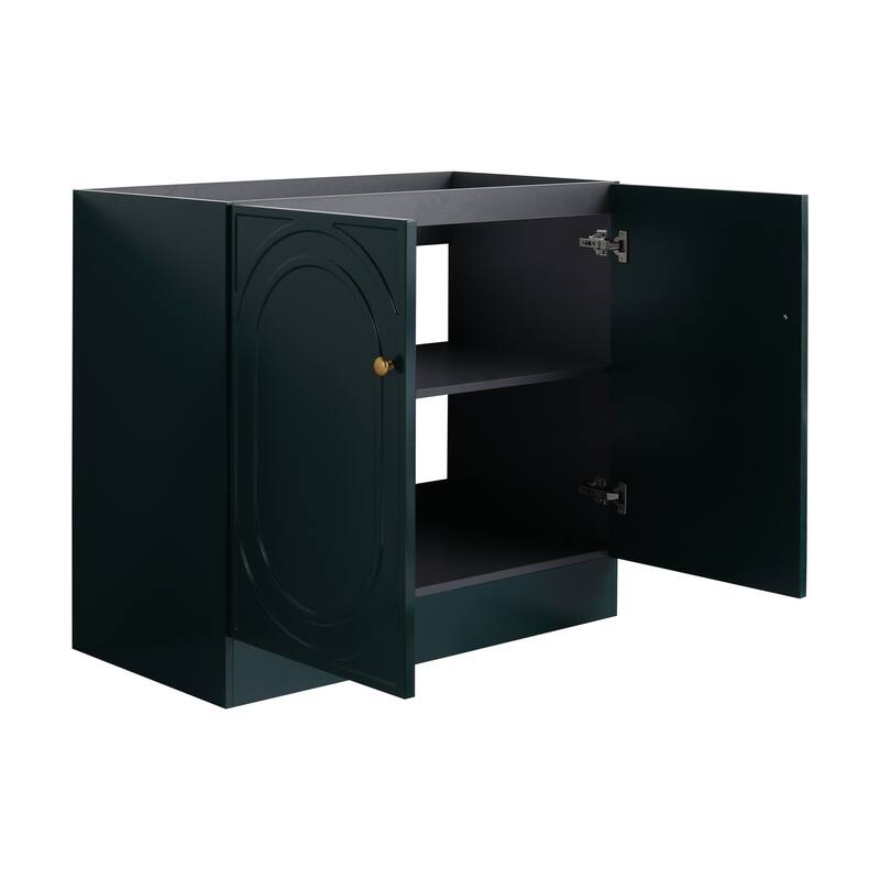 Modern 36 Inch Freestanding Bathroom Vanity Base without Sink, Storage Cabinet with Soft-Close Doors and Adjustable Shelves