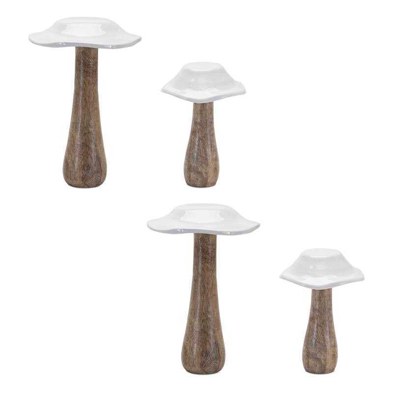 Rustic Wooden Mushroom Decoration - 7.75" - Set of 4