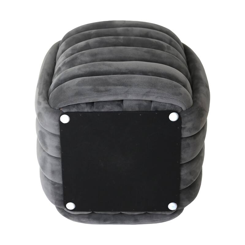 Modern Velvet Cube Knot Accent Stool with Layered Cushion Design
