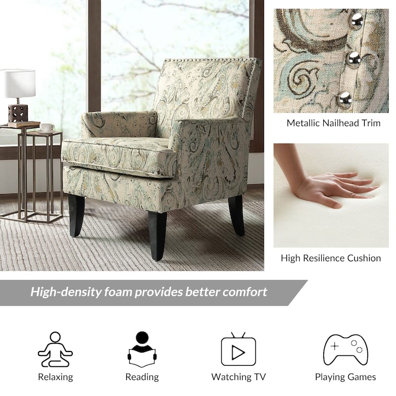 Akorda Classic Armchairs with Nailhead Trim and Solid Wood Legs Set of 2 by HULALA HOME