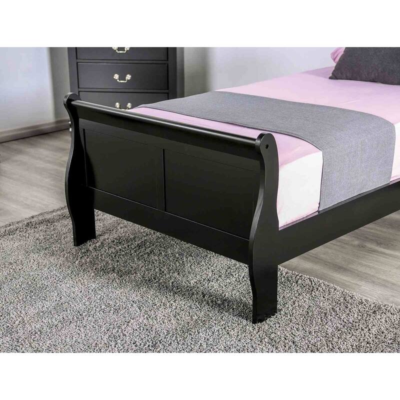 Sleigh Design Black Finish Transitional Bedroom Furniture Set - Twin - 5 Piece