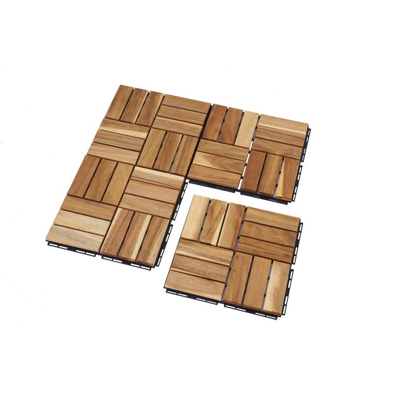 30 Pieces 12"x12" Wood Deck Tiles Outdoor Patio Flooring Waterproof Anti-Mildew DIY