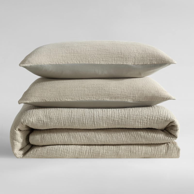 Calvin Klein Washed Texture Solid Cotton Duvet Cover Set
