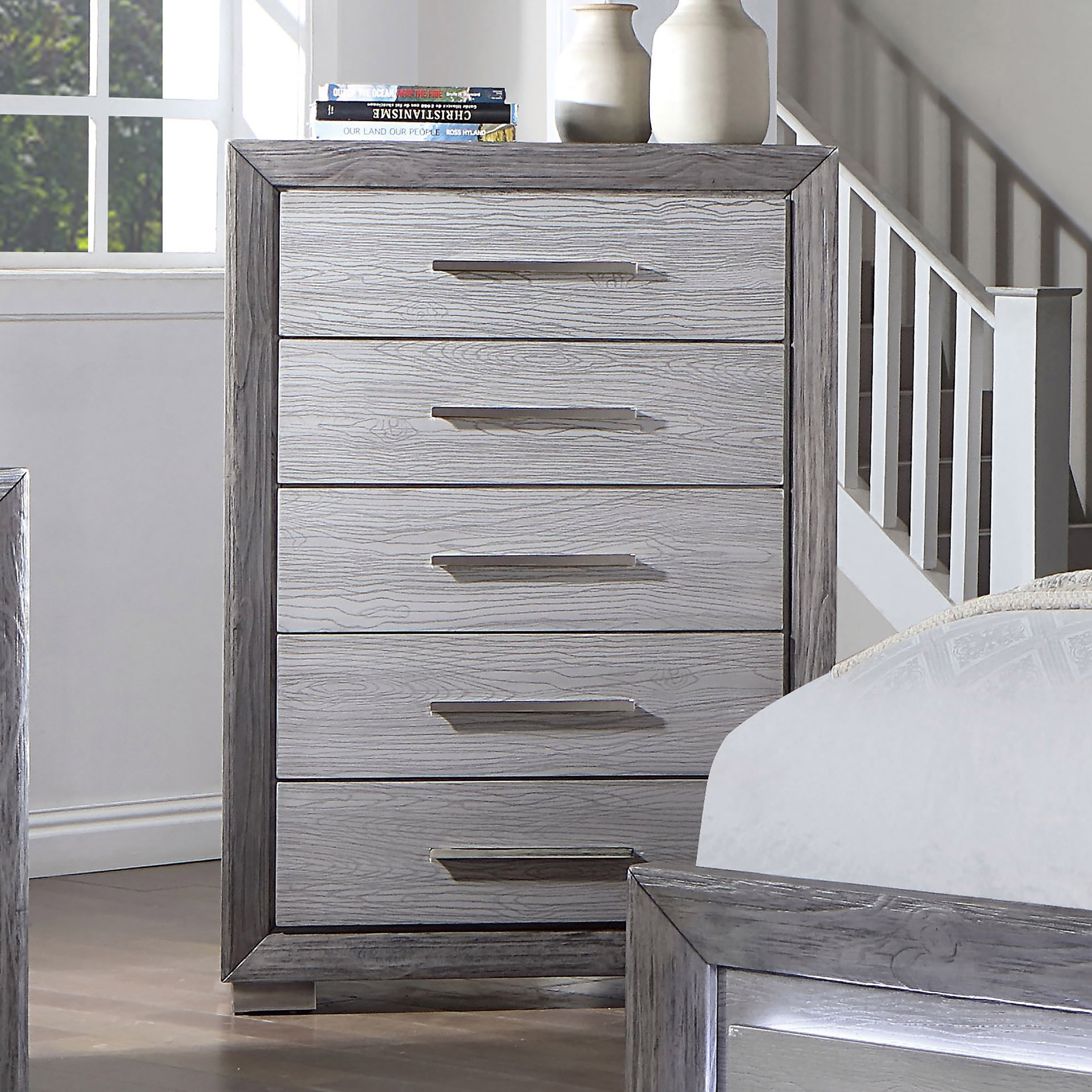 Furniture of America Shel Transitional Grey 5-Drawer Chest