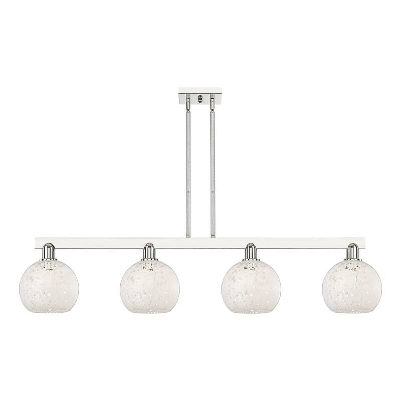 Innovations Lighting Endless Possibilities Arcadia - White Mouchette - 4 Light 51" Stem Hung Island Light - Polished Nickel