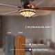 preview thumbnail 6 of 13, Warehouse of Tiffany Margno 52-Inch Flushmount Lighted Ceiling Fan Jewel Cut Design Tiffany Glass Lamp Black Finish
