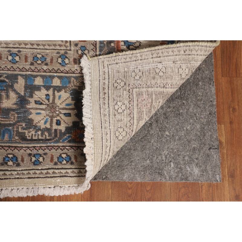 Light Blue Distressed Tabriz Persian Vintage Rug Handmade Wool Carpet - 9'7" x 12'3"