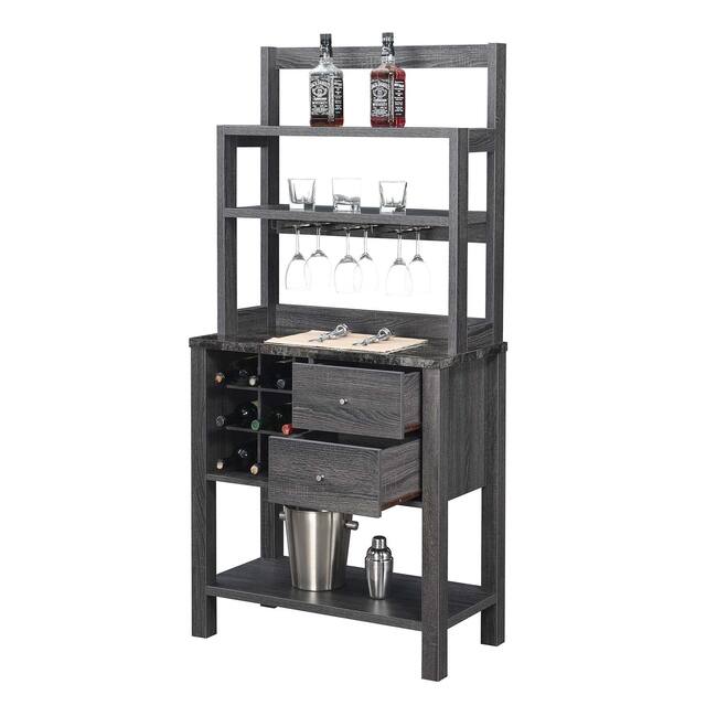 Copper Grove Helena 2 Drawer Serving Bar with Wine Rack and Shelves