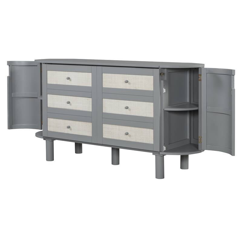 Full Murphy Bed with Hidden Storage & Modern Woven Design,Gray
