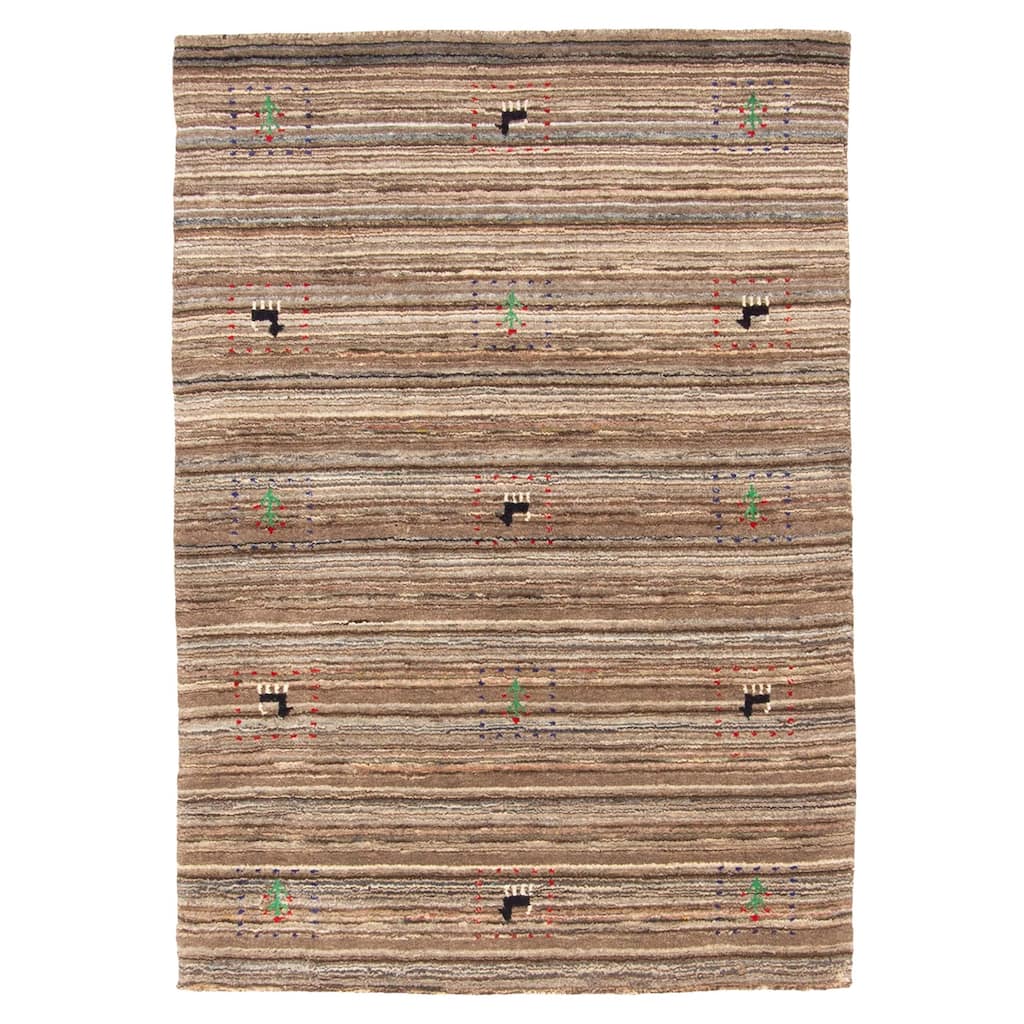 ECARPETGALLERY Hand Loomed Kashkuli Gabbeh Brown Wool Rug - 3'2 x 4'7