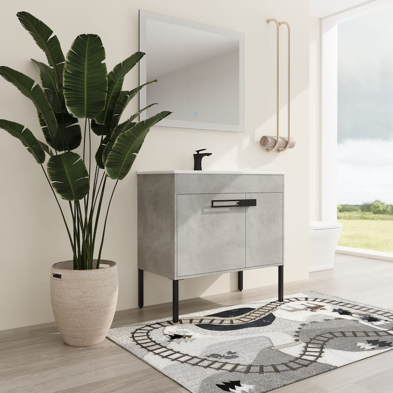 Malwee 24"/30"/36" FreeStanding Bathroom Vanity, Floor Stand Bathroom Vanity with Ceramic Top,Soft Close Door