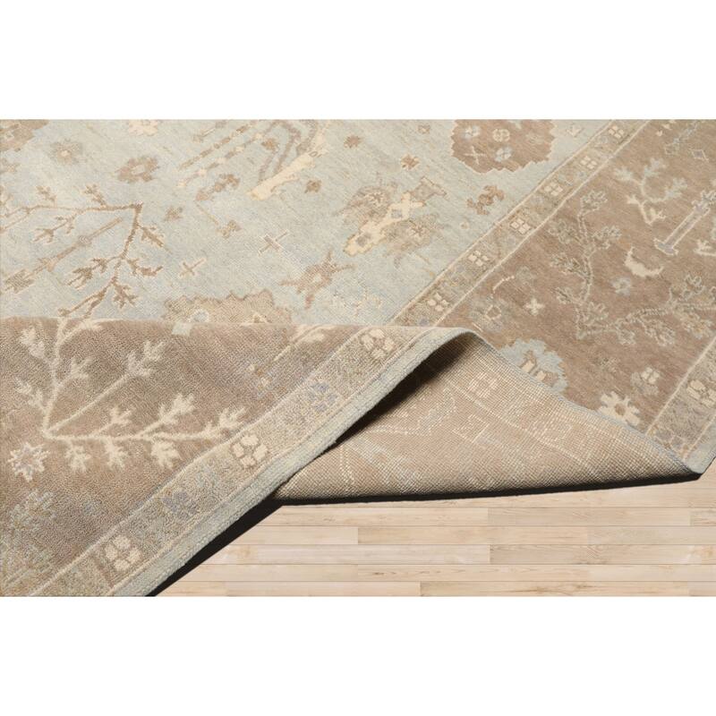 Multi Size Hand Knotted Sage Oushak Wool Area Rug Stone Wash Oriental