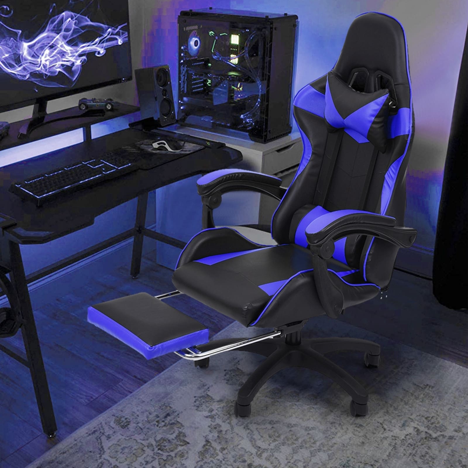 VECELO Gaming High Back Computer Racing Ergonomic Adjustable Swivel Chair  With Footrest(4 Color Option) - Bed Bath & Beyond - 33329733