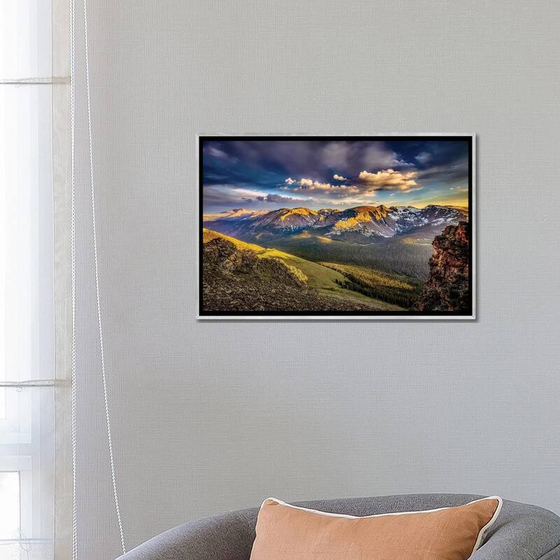 iCanvas "USA, Colorado, Rocky Mountain National Park. Mountain and valley landscape at sunset." by Jaynes Gallery Framed