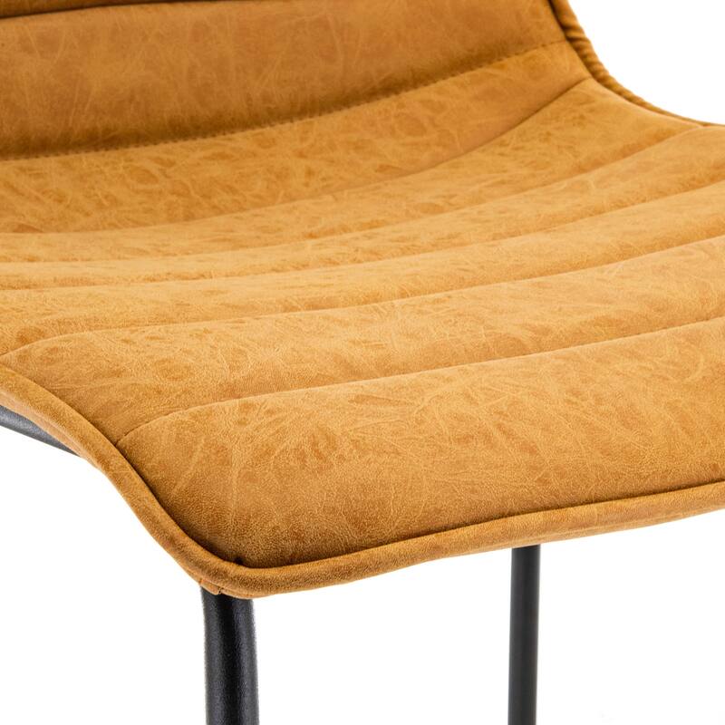 LeisureMod 29.9" Bar Stool w/ Black Iron Base & Footrest - Light Brown - 21"Dx19"Wx43"H