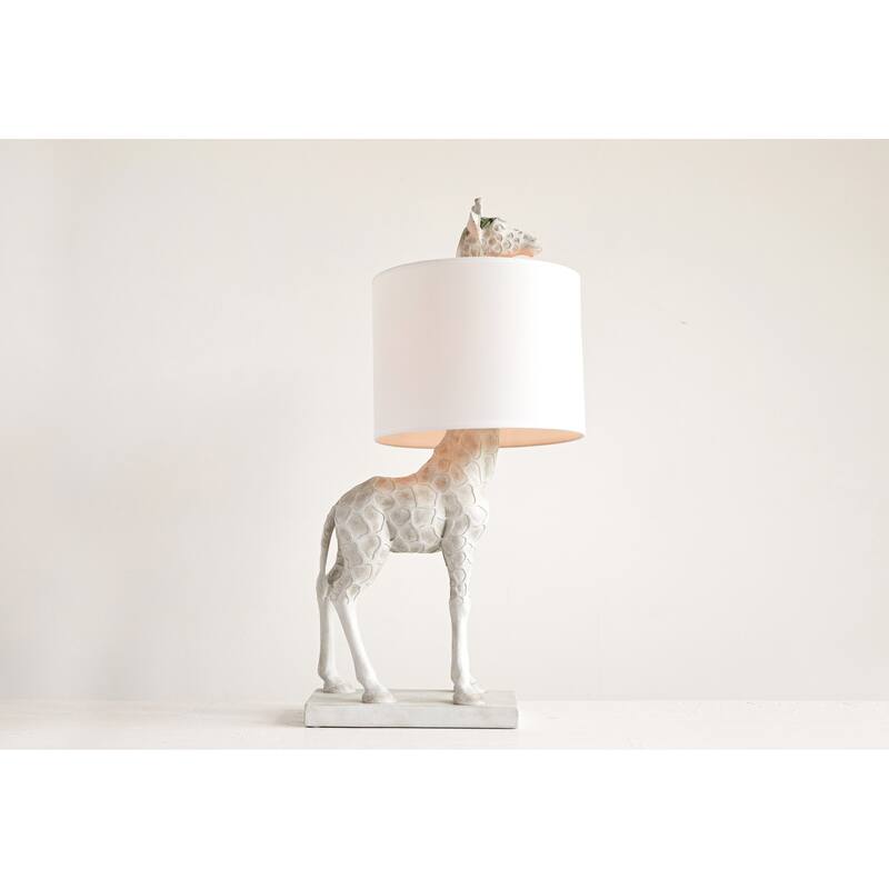 Resin Giraffe Table Lamp with Linen Shade