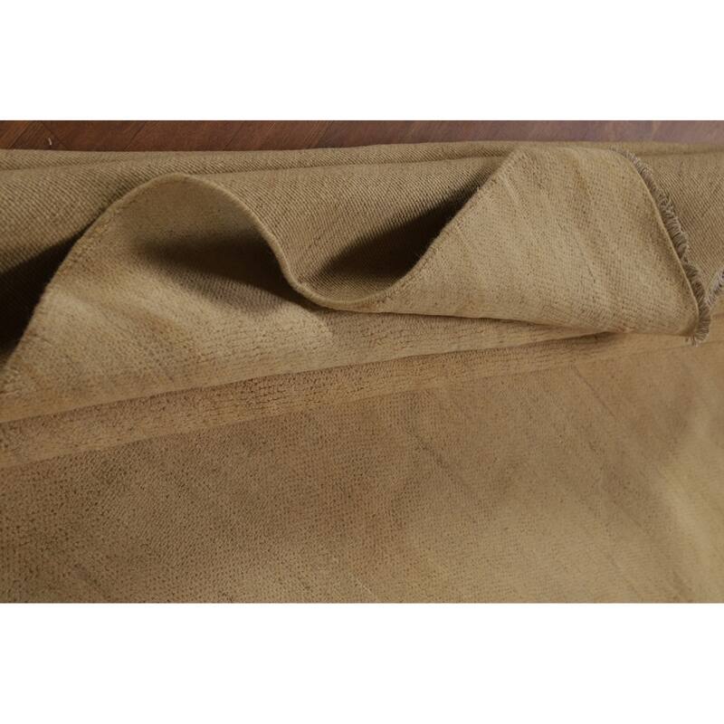 Muted Gold Beige Gabbeh Oriental Area Rug Hand-Knotted Wool Carpet - 6'5" x 9'8"