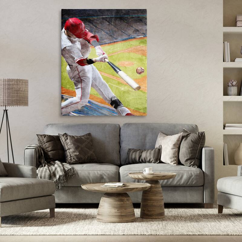 Stupell Athlete Hitting Baseball Canvas Wall Art Design By Kim Allen