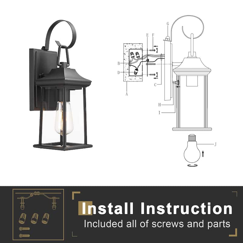 Outdoor Wall Lantern Sconce Black Finsh With Clear Glass - N/A