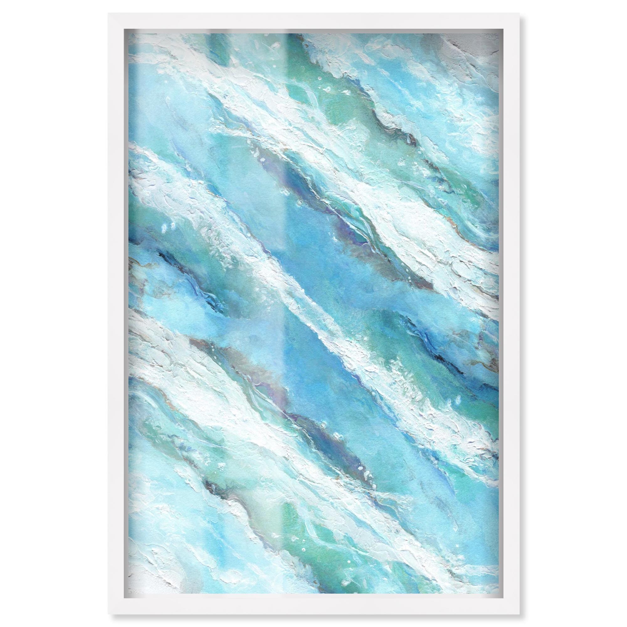 Textured Waves Coastal Bathroom Art Shadowbox Print by Art Remedy