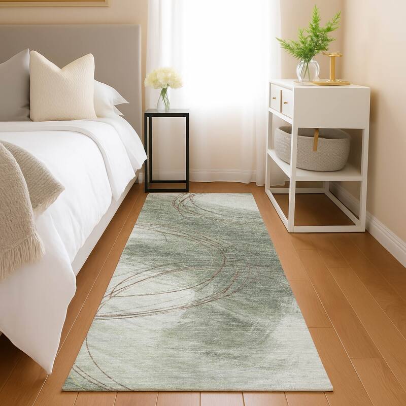 Machine Washable Indoor/ Outdoor Abstract Modern Chantille Rug