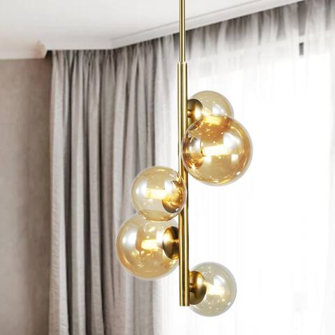 Katay Gold 5-Light Pendant Ceiling Light with Tinted Globe Shades