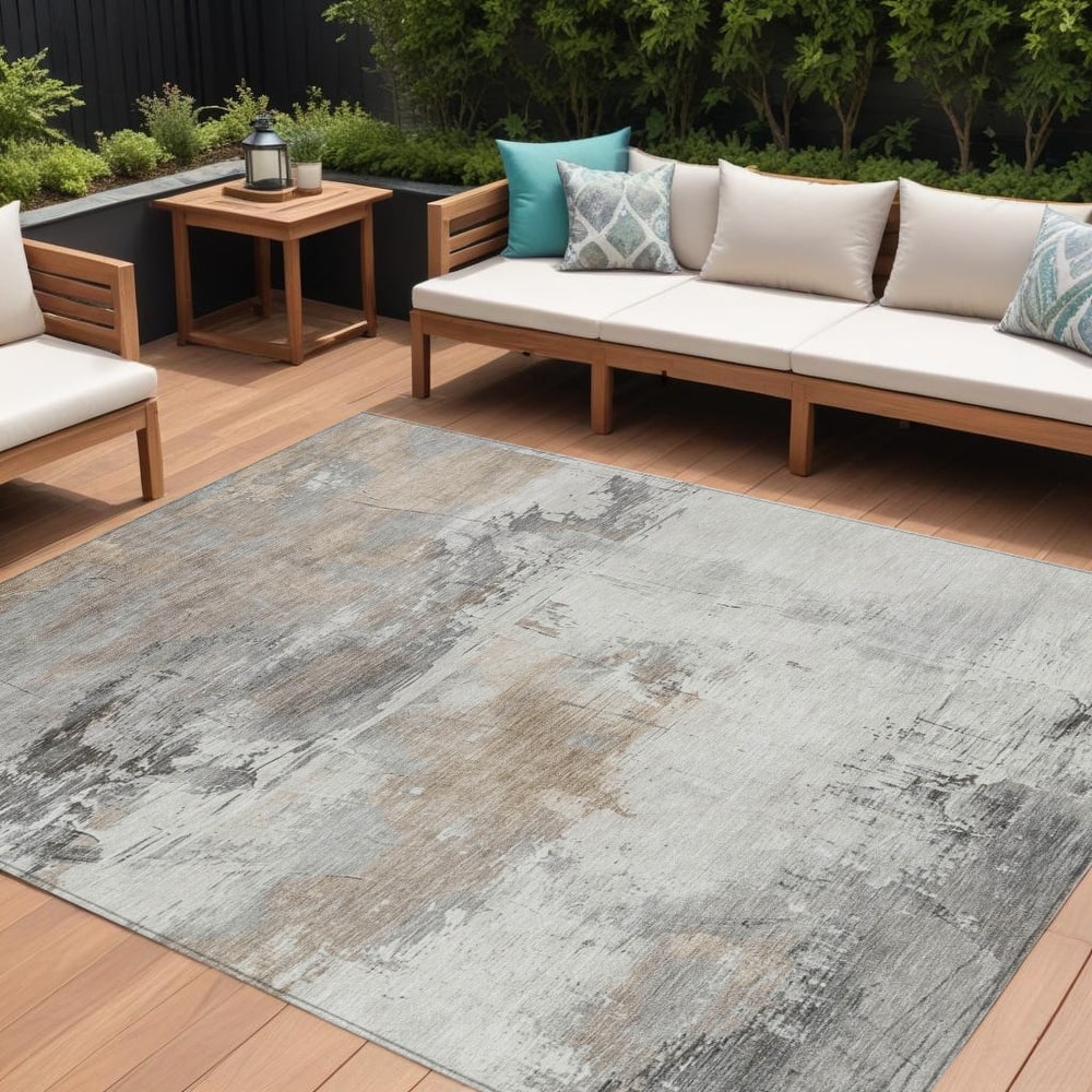HomeRoots Abstract Transitional Rectangle Outdoor Rug