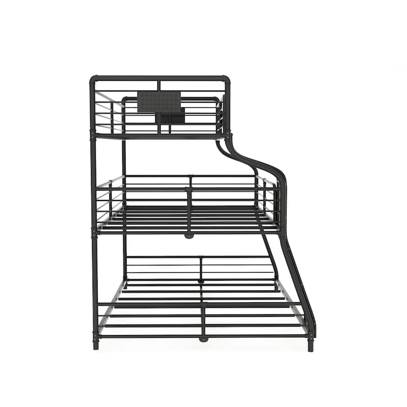 Syd Industrial Black Metal Triple Decker Bunk Bed by Furniture of America