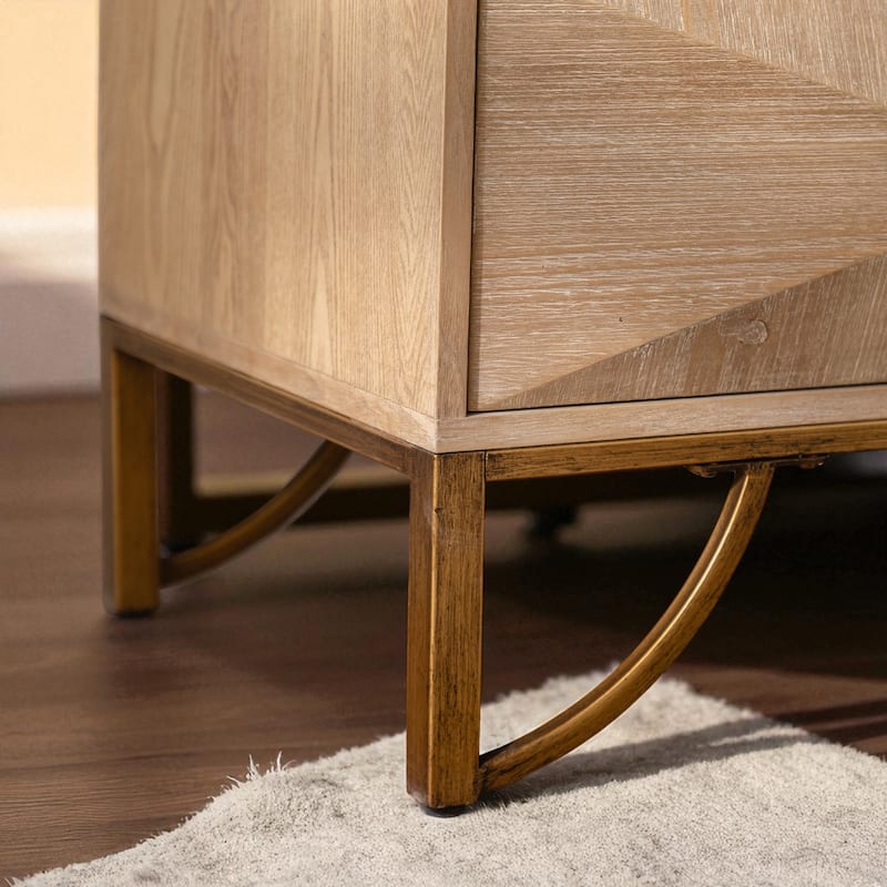 Modern 6 Drawer Dresser with Fluted Fronts, Solid Wood and MDF Chest of Drawers, Storage Cabinet with Metal Rails