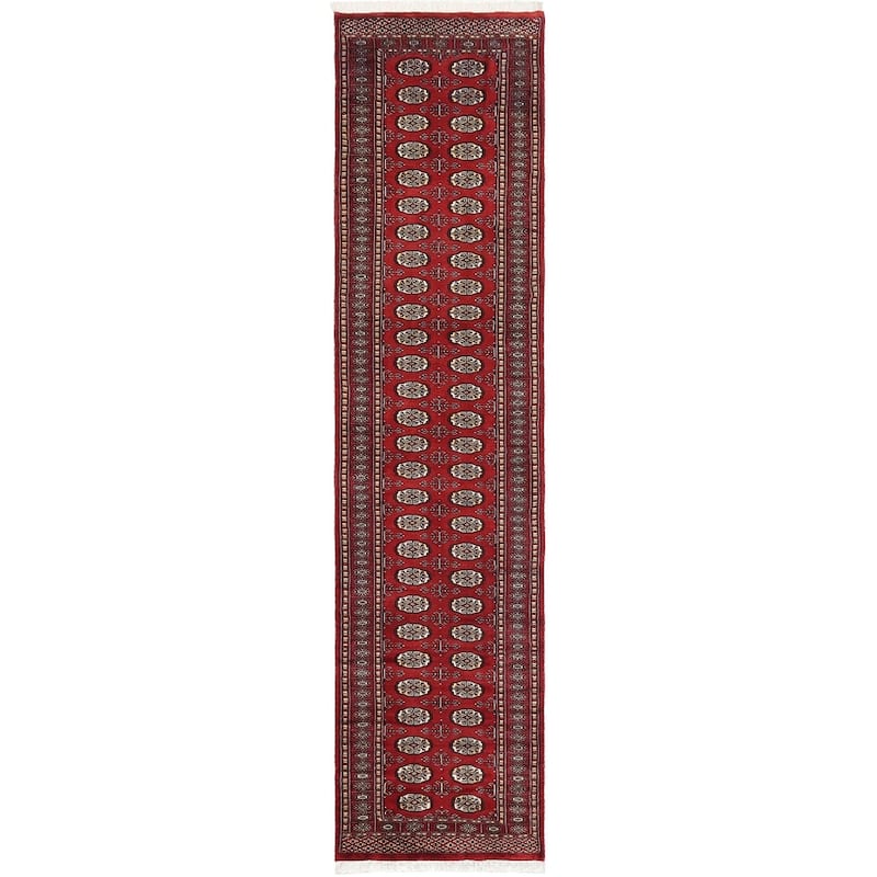 Tribal Bokhara Moshe Red Beige Hand Knotted Runner - 2'7'' x 11'10''