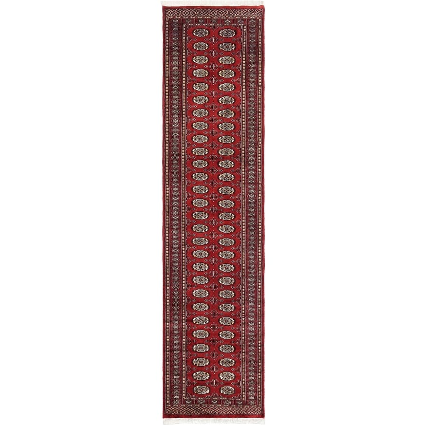 Tribal Bokhara Moshe Red Beige Hand Knotted Runner - 2'7'' x 11'10''