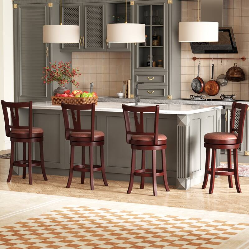 Gymax 26'' Counter Height Swivel Barstools Set of 4 High Backs &